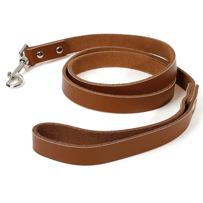 5 TAN LEATHER Pet Leash Blanks, 3/4" wide, for Leather Crafts, 5 cowhide leather dog leashes, silver buckle hardware, 18.5" long, Lth0043