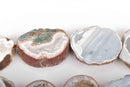 Druzy Quartz Slab Beads, Agate Druzy Beads, Pass-through Geode Druzy Beads, 1" to 1-3/8" long full strand, about 13-16 beads, gdz0202