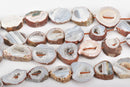Druzy Quartz Slab Beads, Agate Druzy Beads, Pass-through Geode Druzy Beads, 1" to 1-3/8" long full strand, about 13-16 beads, gdz0202