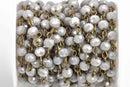 1 yard (3 feet) HEATHER GREY Crystal Rondelle Rosary Chain, bronze, 6mm faceted rondelle glass beads, fch0590a