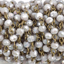 4.33 yard (13 feet) HEATHER GREY Crystal Rondelle Rosary Chain, bronze, 6mm faceted rondelle glass beads, fch0590b