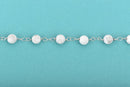 13 feet (4.33 yards) WHITE HOWLITE GEMSTONE Rosary Chain, double wrap silver links, 6mm round natural gemstone beads, fch0601b