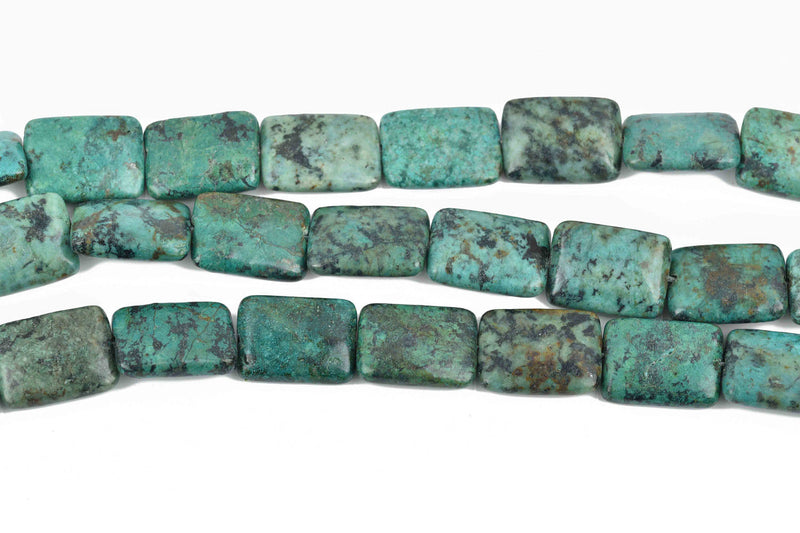 20x15mm AFRICAN TURQUOISE Rectangle Beads, Gemstone Beads, green and black, full strand, 20 beads, gms0047