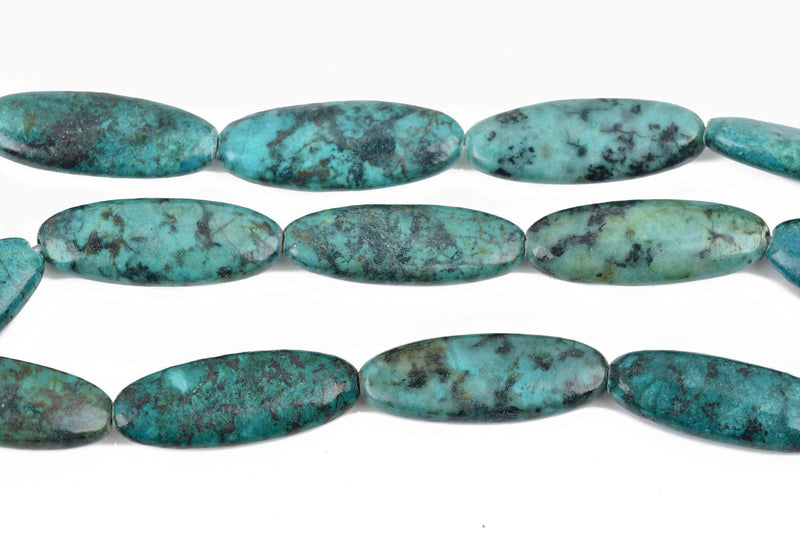 28x10mm AFRICAN TURQUOISE OVAL Beads, Gemstone Beads, green and black, full strand, 14 beads, gms0050