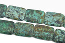 40x30mm AFRICAN TURQUOISE Rectangle Beads, Gemstone Beads, green and black, full strand, 10 beads, gms0048