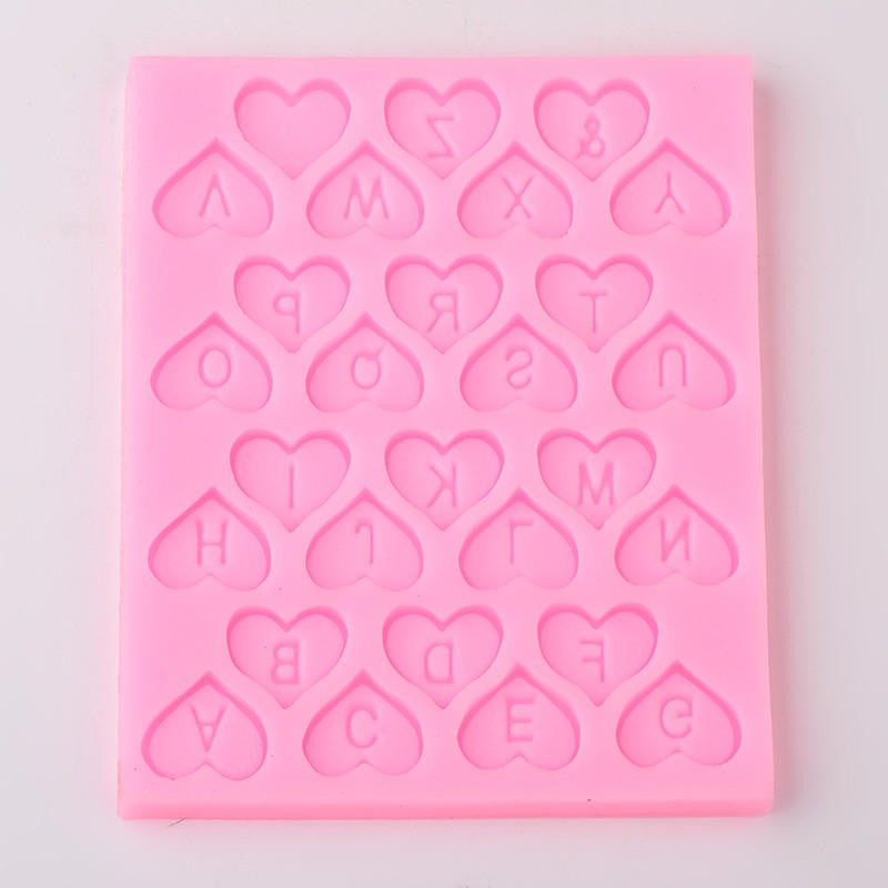 ALPHABET HEART RESIN Mold, Silicone Mold for jewelry, candy making, Ice Resin, reusable, mold makes 28 different heart cabochons, tol0729