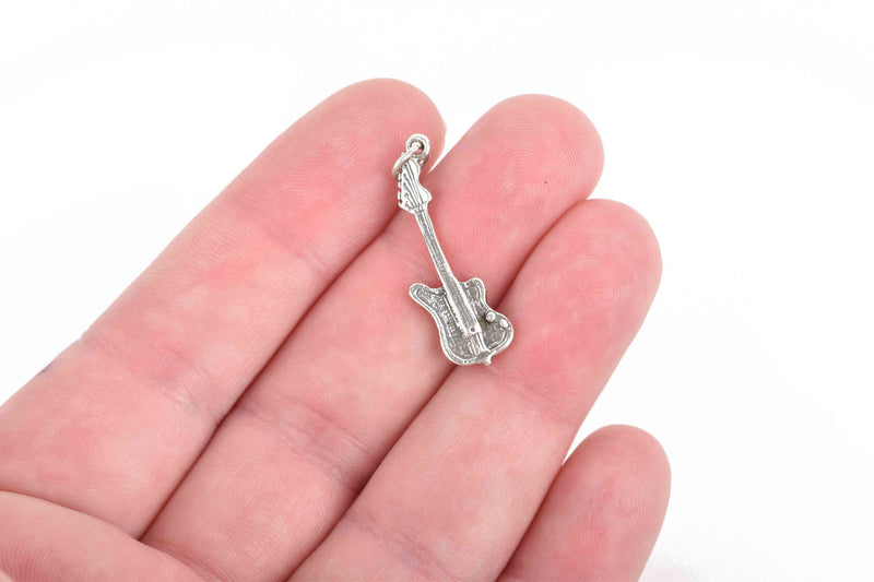 Sterling Silver ELECTRIC GUITAR Charm, 28x9mm, pms0418