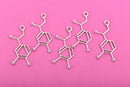 5 NOREPINEPHRINE Molecule Chemistry Charms, Fight or Flight Hormone, Silver Tone Charm Pendants, Science Charms, 45x28mm, chs2948