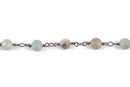 13 feet (4 meters) AMAZONITE GEMSTONE Rosary Chain, gunmetal, 6mm round gemstone beads, fch0619