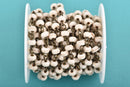 3 feet (1 yard) WHITE Howlite Rosary Chain, bronze wire links, 6mm RONDELLE stone bead chain, fch0620a