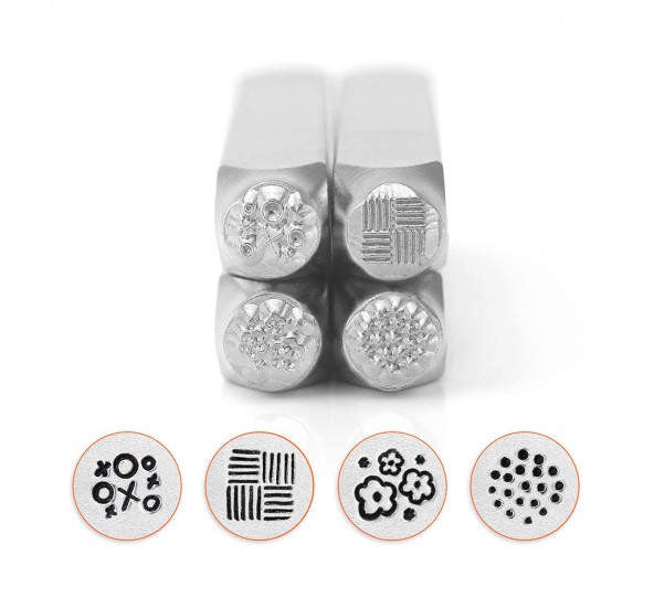 Set of 4 TEXTURE PACK 1 Design Stamps, ImpressArt Metal Design Stamps, 4-pack, 6mm Texture Shapes, tol0737