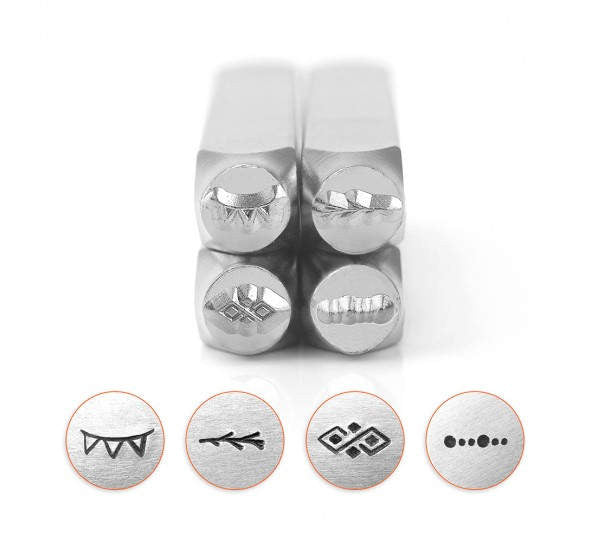 Set of 4 BORDER PACK 2 Design Stamps, ImpressArt Metal Design Stamps, 4-pack, 6mm Border Stamps, tol0740