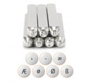 Set of 7 EURO VOWELS Design Stamps, ImpressArt Metal Design Stamps, 0.5mm to 3mm Letter and Punctuation Stamps, tol0742