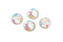 20mm MERMAID FISH Scale Cabochons, Round Resin Metallic, White AB iridescent, 10 pieces, cab0523