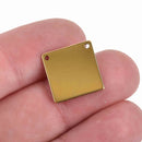 5 GOLD Stainless Steel Metal Stamping Blanks Charms ( 15mm, 5/8" ), SQUARE Tags, 17 gauge, msb0439