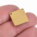 5 GOLD Stainless Steel Metal Stamping Blanks Charms ( 15mm, 5/8" ), SQUARE Tags, 17 gauge, msb0439