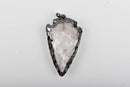 QUARTZ ARROWHEAD Pendant, Black Bezel, Gunmetal Brass Bail, Natural Gemstone Arrow Head, 1-1/2" long cgm0061