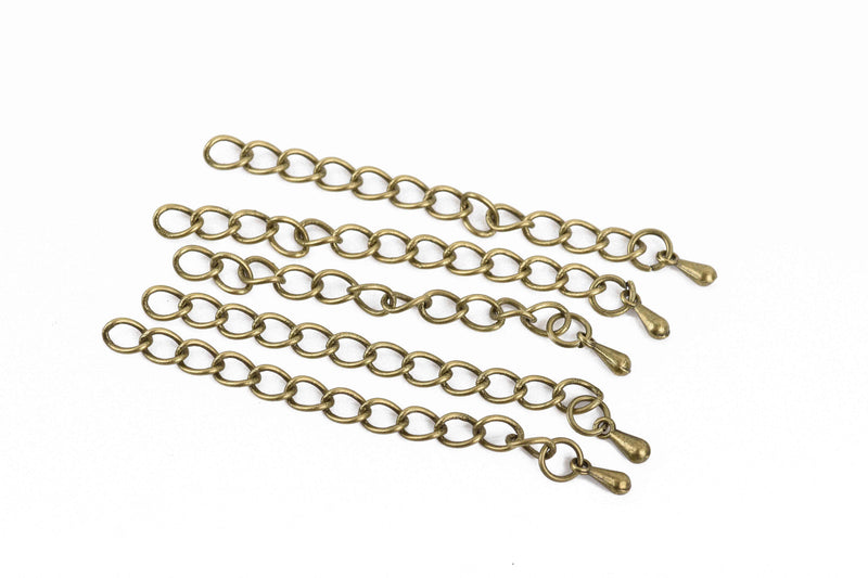 10 Necklace Extension Chains, about 2" long bronze metal, curb link extender chain, fch0624