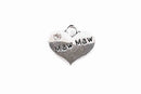 1 Silver Tone Rhinestone " Maw Maw" Heart Charm Pendants 16x14mm (5/8"x1/2") chs2995