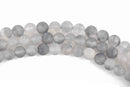 10mm GREY Frosted QUARTZ Round Beads, Matte Natural Gemstone Beads, full strand, about 39 beads, gag0316