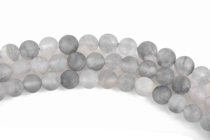 10mm GREY Frosted QUARTZ Round Beads, Matte Natural Gemstone Beads, full strand, about 39 beads, gag0316