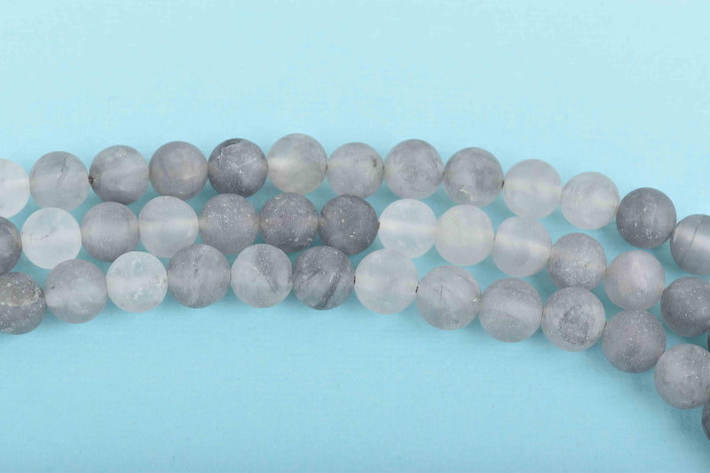 12mm GREY Frosted QUARTZ Round Beads, Matte Natural Gemstone Beads, full strand, about 32 beads, gag0318