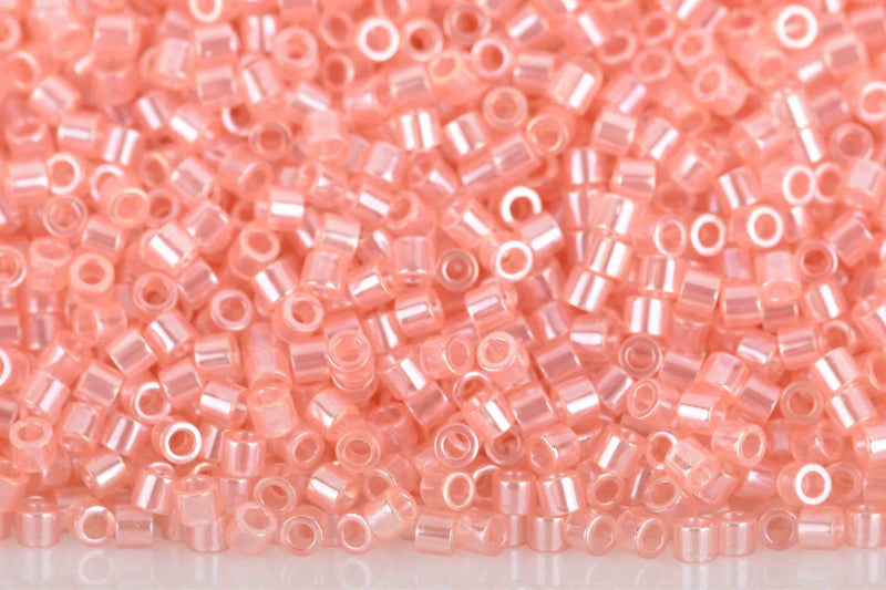 Size 15/0 Miyuki Delica Seed Beads, Transparent Pink Luster, Color DBS0106, 7 grams, bsd0036