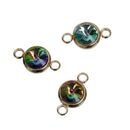 2 GOLD Stainless Steel Rhinestone Connector Link Charms, RAINBOW Ab Crystal in Center, 17x10mm, chg0543