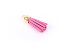 2 pcs DUSKY PINK Suede Tassle Charm Pendants, gold base 37mm long (about 1.5") cho0045