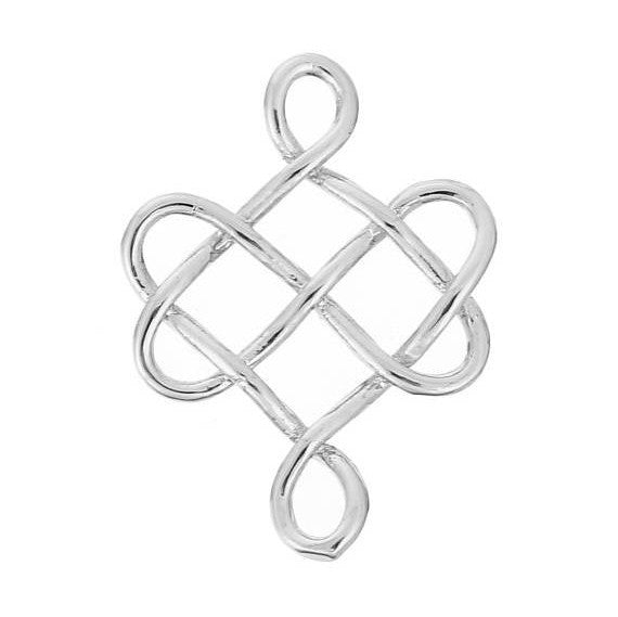 3 Silver Celtic Knot Charm Pendants, Infinity Knot Charms, Connector Links, 24x18mm, chs2715