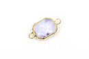 1 Rectangle Gold Brass Connector Link Charm, faceted LIGHT TANZANITE Glass, 18x11mm, 3/4" long June birthstone, chg0190
