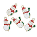 5 SNOWMAN Christmas Charms or Pendants . Gold Plated with enamel, 5/8" chg0303