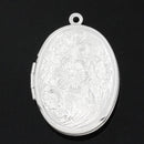 2 Bright Silver Plated Oval LOCKETS Charm Pendants, inside fits 23x16mm ovals, chs0485