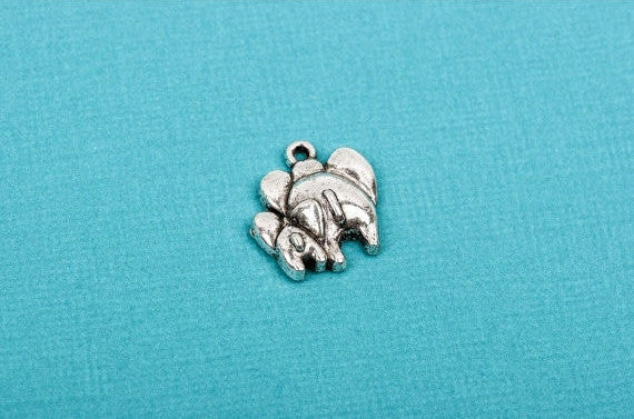 8 MOTHER and BABY Elephant Silver Tone Pewter Charm Pendant  chs1646