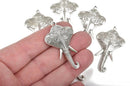 5 ELEPHANT Silver Pendant Charms, Hindu Ganesha Elephant Head, 1-3/4" long chs2666