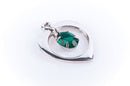 Moveable Charm, Emerald Green Rhinestone in Sterling Silver Open Heart, Pendant pms0377