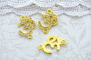 1 Rhinestone Bright Gold OM OHM Meditation Symbol Connector Charms . Chg0022
