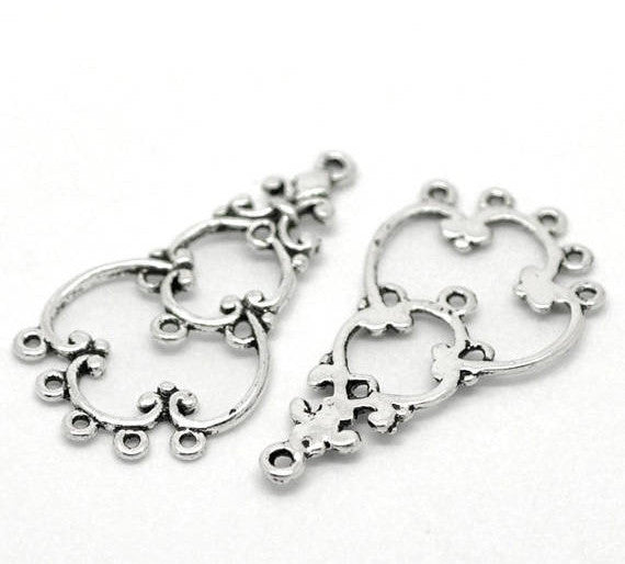 10 Silver Metal Findings for Chandelier Earrings, Pendants  35mm long chs0945