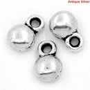 10 Small Antique Silver Ball Charm Pendants  chs1352