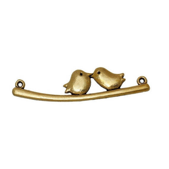 10 Gold LOVE BIRDS Necklace Pendant Connector Charms, 54x13mm, chg0319a