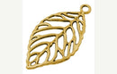 5 pcs.  GOLD Tone Metal LEAF Pendants  50x26mm, 2" long chg0083