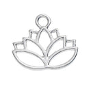 5 Silver LOTUS FLOWER Charm Pendants, 20x17mm, chs2670