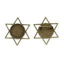 10 Antiqued Bronze STAR OF David Brooch Pin with Bezel Cabochon Tray, 3/4" Bezel Tray (fits 20mm), pin blanks, pin0088a