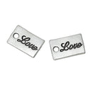 15 Small LOVE SCRIPT Message Rectangle Tag Medallion Charm Pendants, 14x9mm, chs2407