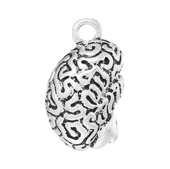 1 Large Antique Silver 3D Anatomical Human BRAIN Charm Pendant  chs1334