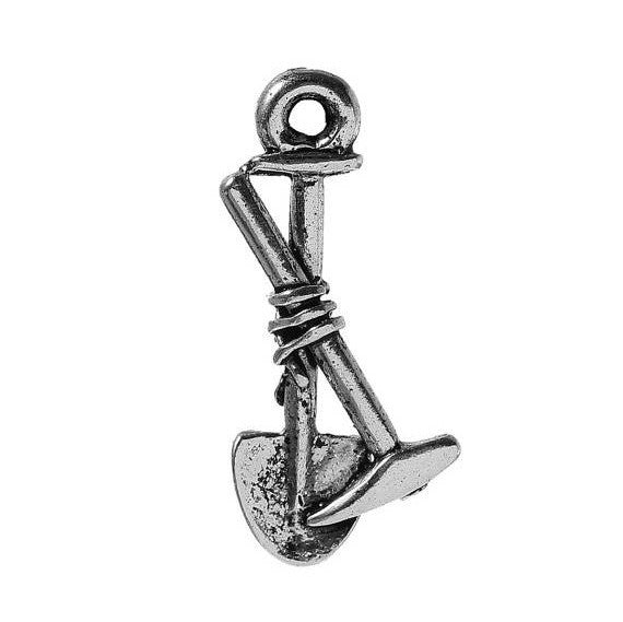 10 GARDENING Theme Charm Pendants, Shovel and Hoe Tools, 19x9mm, chs2350