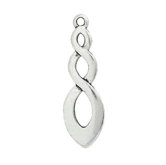 10 Silver Braid Twist Charm Pendants, Geometric Charms, 35x11mm, chs2336