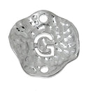 5 Silver letter G connector Charms, Monogram G Charms, Alphabet G, hammered metal, 1/2" diameter domed connector links, findings, chs2373