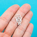 15 HAMSA HAND Star of David Antique Silver Tone Charm Pendants . chs0307