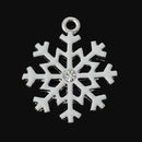 2 Large WHITE Enamel Silver Plated Rhinestone SNOWFLAKE Charm Pendants, 1-5/8"  che0383
